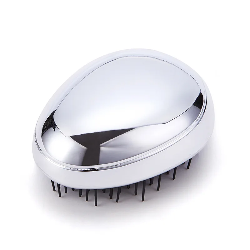 Silver 1PC Portable Mini Ion Vibration Hair Brush Comb Manual Ionic Hairbrush Head Massager For Styling Anti-static Massage Hair Comb - Цвет: Silver