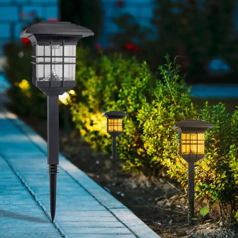 Двойное использование 3LED солнечной энергии столб лампа ABS и Crylic белый/теплый свет открытый сад двора газон декоративное Дворцовое освещение