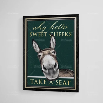 Ciao guance dolci, si prega di sedersi sull'asino, stampa del bagno, decorazione per la casa, poster regalo unico 1