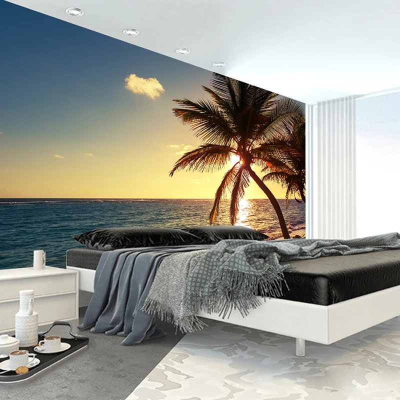 Custom-3D-Photo-Wallpaper-Living-Room-Sea-Sunrise-Sunset-Seaside-Beach-Coconut-Trees-Nature-Landscape-Mural (3)