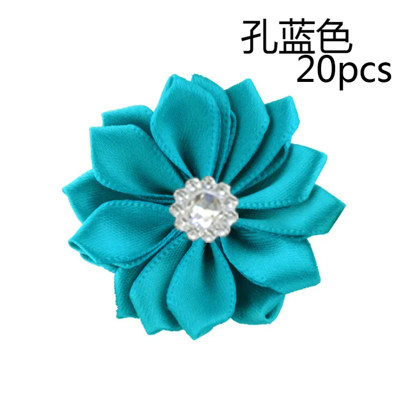 Pore Blue 20 шт розовые/белые маленькие атласные Стразы ручной работы, тканевые цветы для рукоделия, свадебной вечеринки, Аппликации, аксессуары для одежды - Цвет: Pore Blue