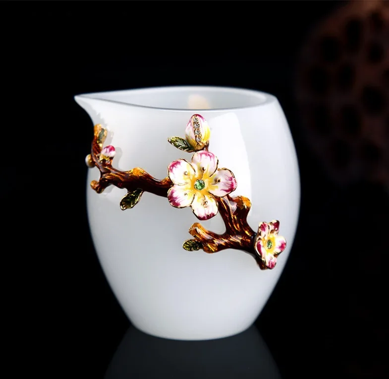 

Thickened Glass Tea Serving Pot Tea Pitcher Colored Glaze Fair Cup White Porcelain Jade Porcelain Kung Fu Tea Teaware Set