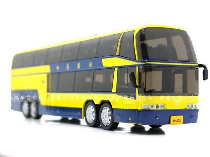1/50 nuevo Metal fundido a presión de doble capa de larga distantcia autobus de escritorio colección de modelos de juguetes para