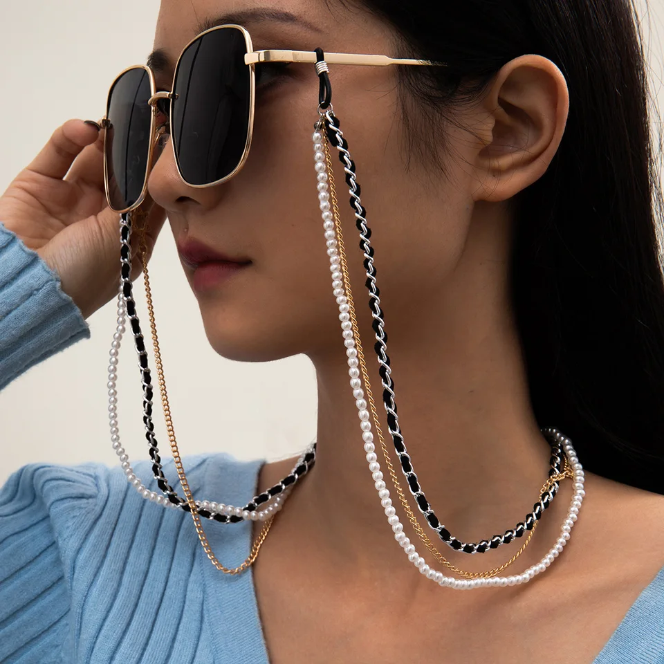 Glasses Sunglasses Women Round Pearl  Chanel Round Sunglasses Chain -  Vintage Round - Aliexpress