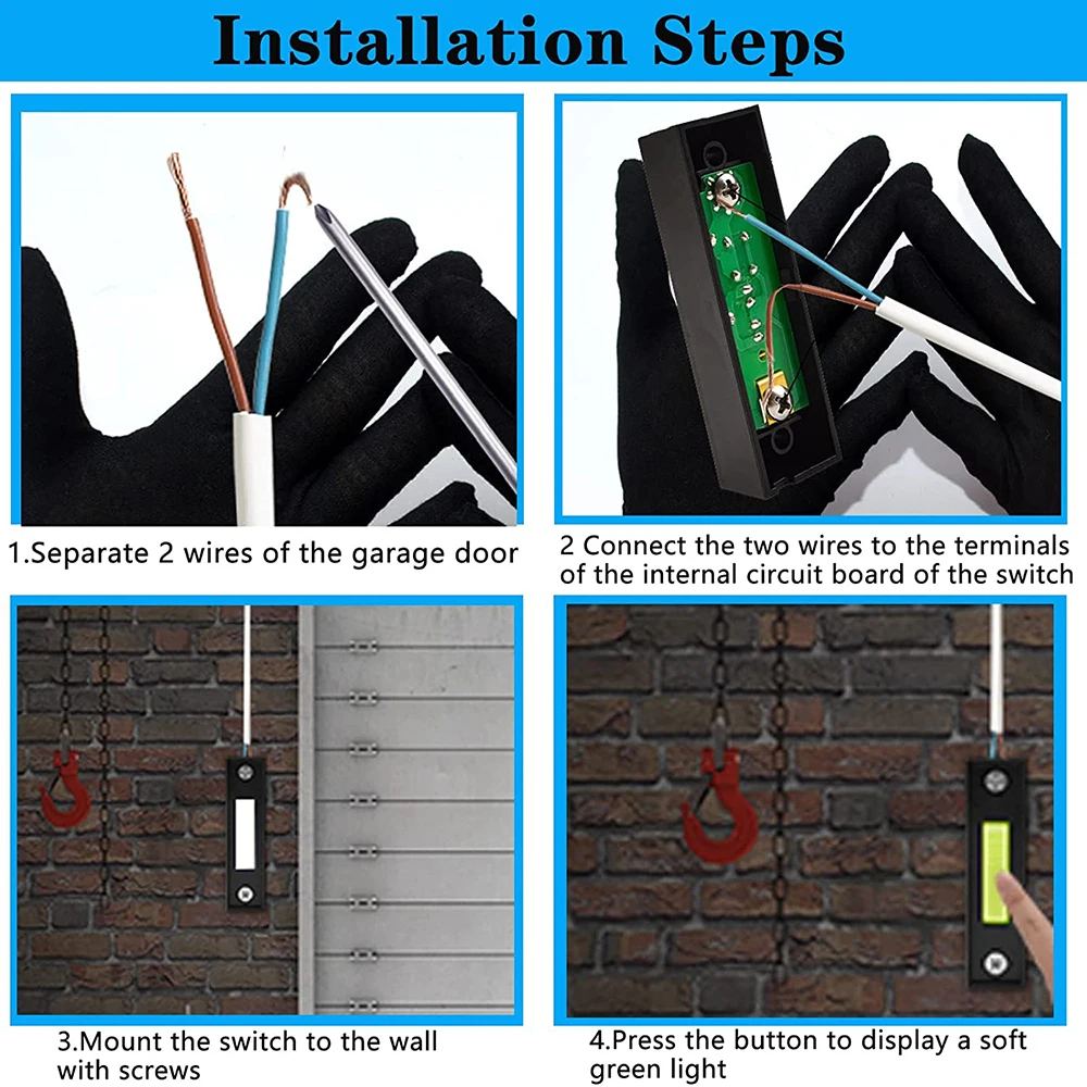 Garage Door Opener Switch Universal Garage Door Opener Switch 41A4166 Wired Lighted Wall Mounted Doorbell Push Button Push Button with Mounting Screws