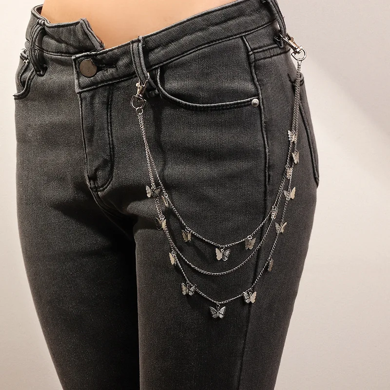 

Hip-hop Punk Multi Layer Butterfly Ring Pants Chain Stage Performance Waist Chain Jeans Pants Chain Accessories Pendant