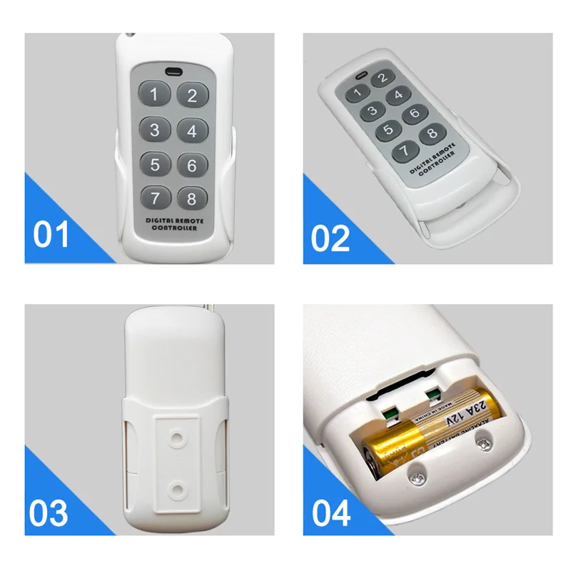 4pcs 433MHz Wireless Smart Socket with EU UK US plug Switch double 8 keys Remote Control Transmitter Power Outlet Light 2500W