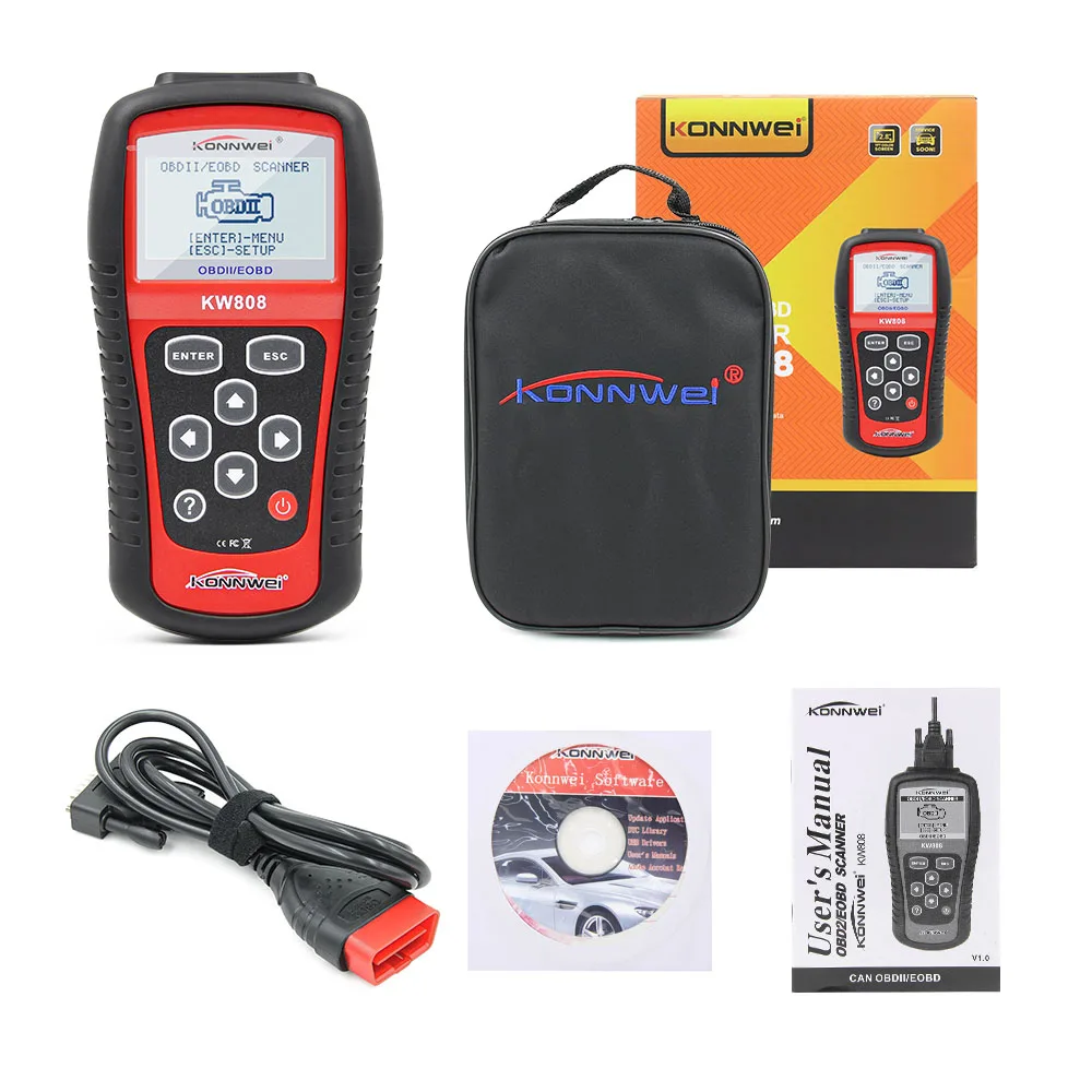 Новинка KONNWEI KW808 Профессиональный OBDII/EOBD автомобильный считыватель кодов и автоматический сканер автомобильный декодер обнаружения диагностический сканирующий инструмент