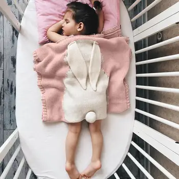 

Knitted Baby Blanket Rabbit Soft and Warm Children's Bath Towel Blanket 73×108cm
