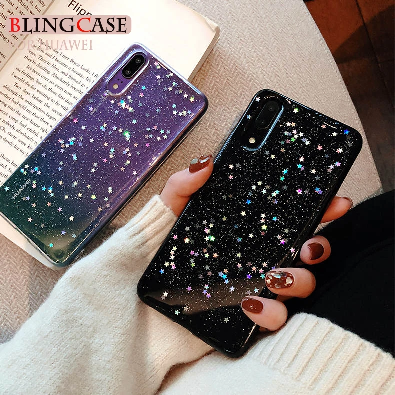 

For Huawei P10 P20 P30 Lite Pro Mate 10 20 Honor 9 10 20 Lite Nova 3 3i 4 5 Glitter Stars Bling Soft Phone Case Cover