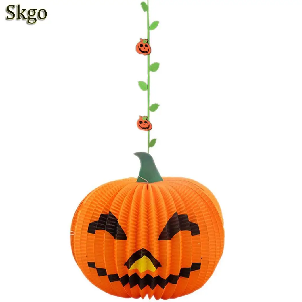 green orange Бумажный подвесной орнамент декор для Хэллоуина, вечеринки дома, бара и т. Д - Цвет: green orange
