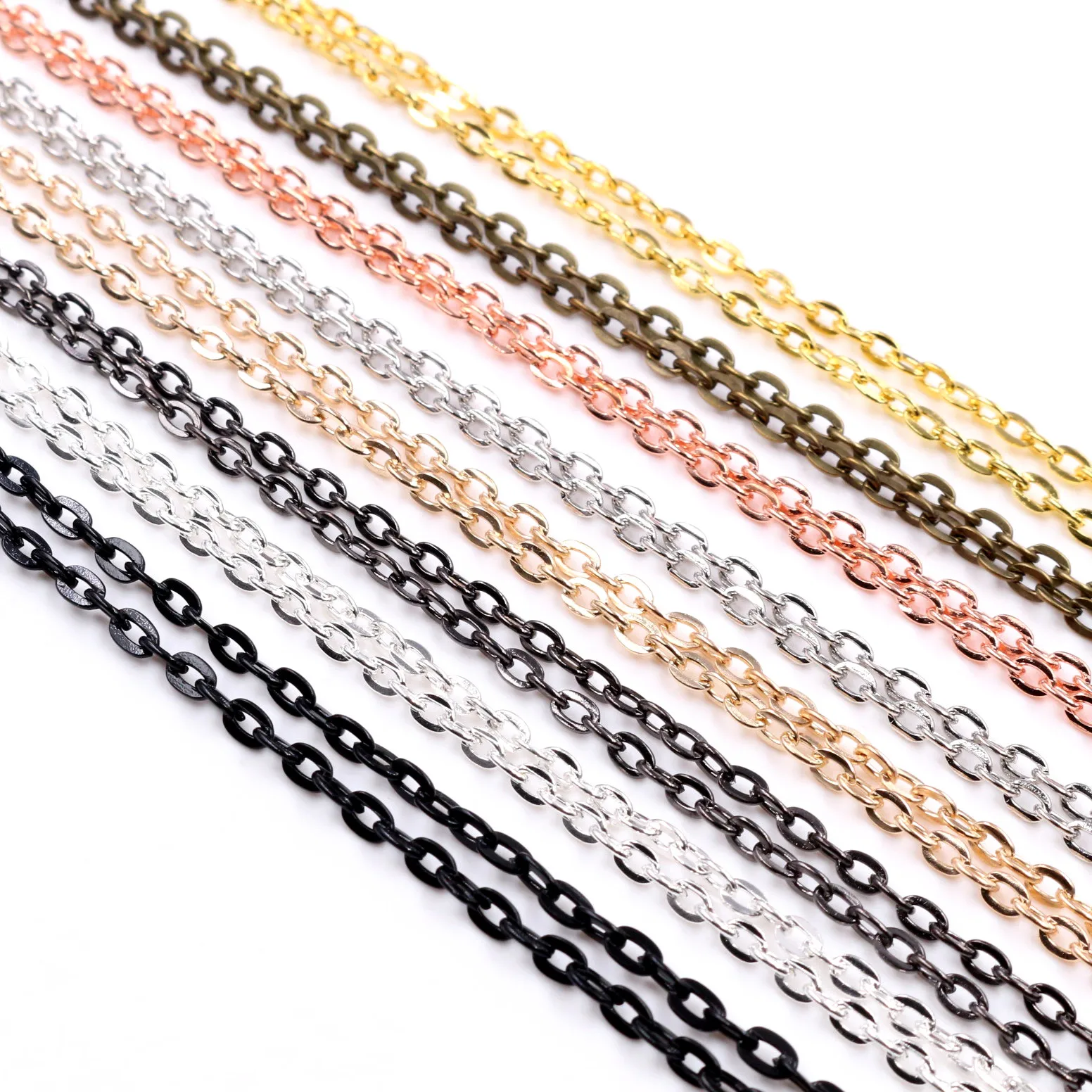 5pcs Lot 4 3mm Diameter 50 Cm 70cm Length 8 Colors Plated Handmade Flattened Chain Necklace Connector For Charms Base And Tray Jewelry Findings Components Aliexpress