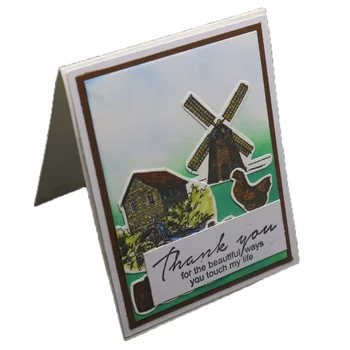 

Country Clear Stamps Windmill Waterwheel Pattern Background Transparent Silicone Seals DIY Scrapbooking Photo Album Card Making