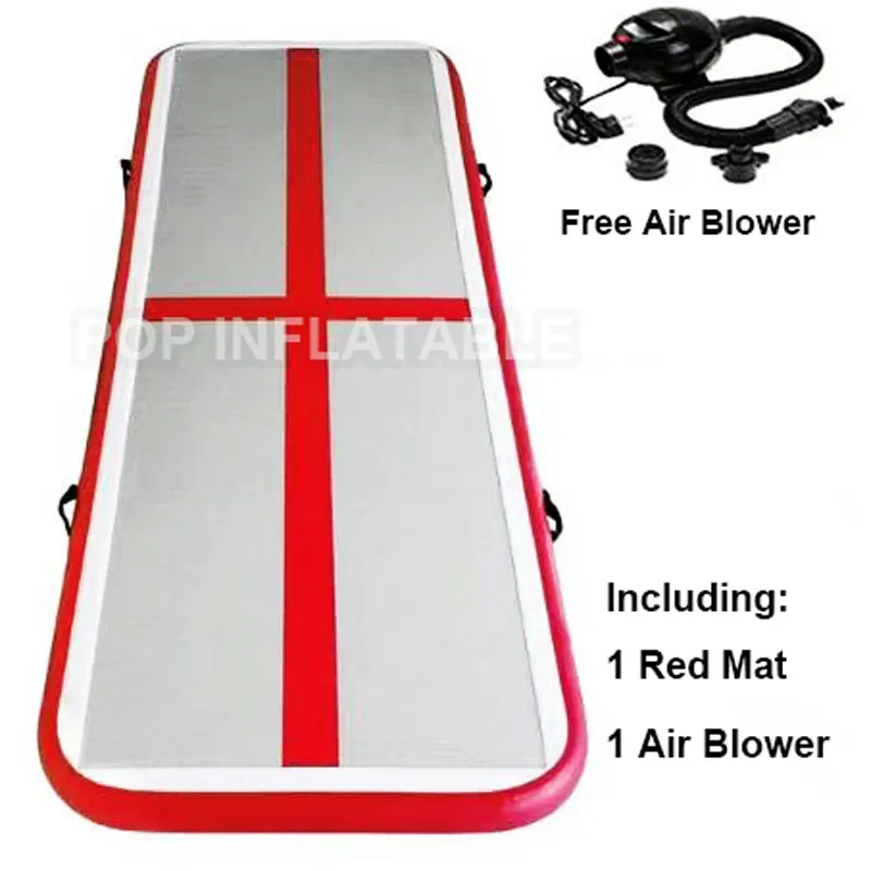 3 м 4 м 5 м надувной гимнастический матрас для тренажерного зала с барабаном надувной мат - Цвет: Red - with Blower