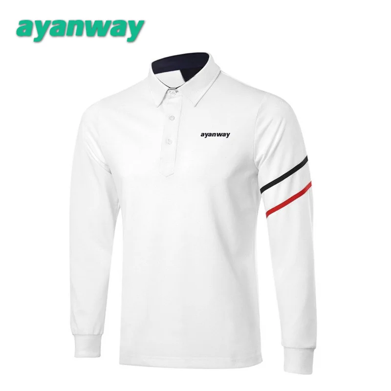 AYANWAY golf рубашка с длинными рукавами Мужская рубашка с длинным рукавом для гольфа jeyseys Мужская спортивная рубашка с отложным воротником мужская одежда для гольфа можно настроить логотип