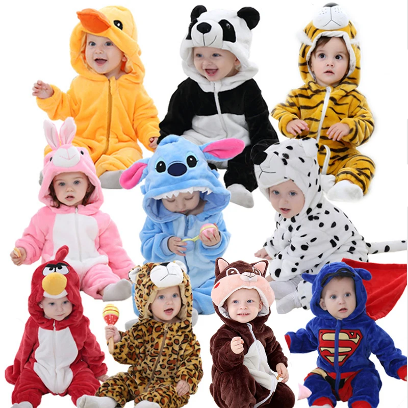 Cute Cartoon Flannel Kigurumi Baby Rompers Novelty Rabbit Cotton Baby Boys Girls Animal Rompers Stitch Baby's Sets New born2020