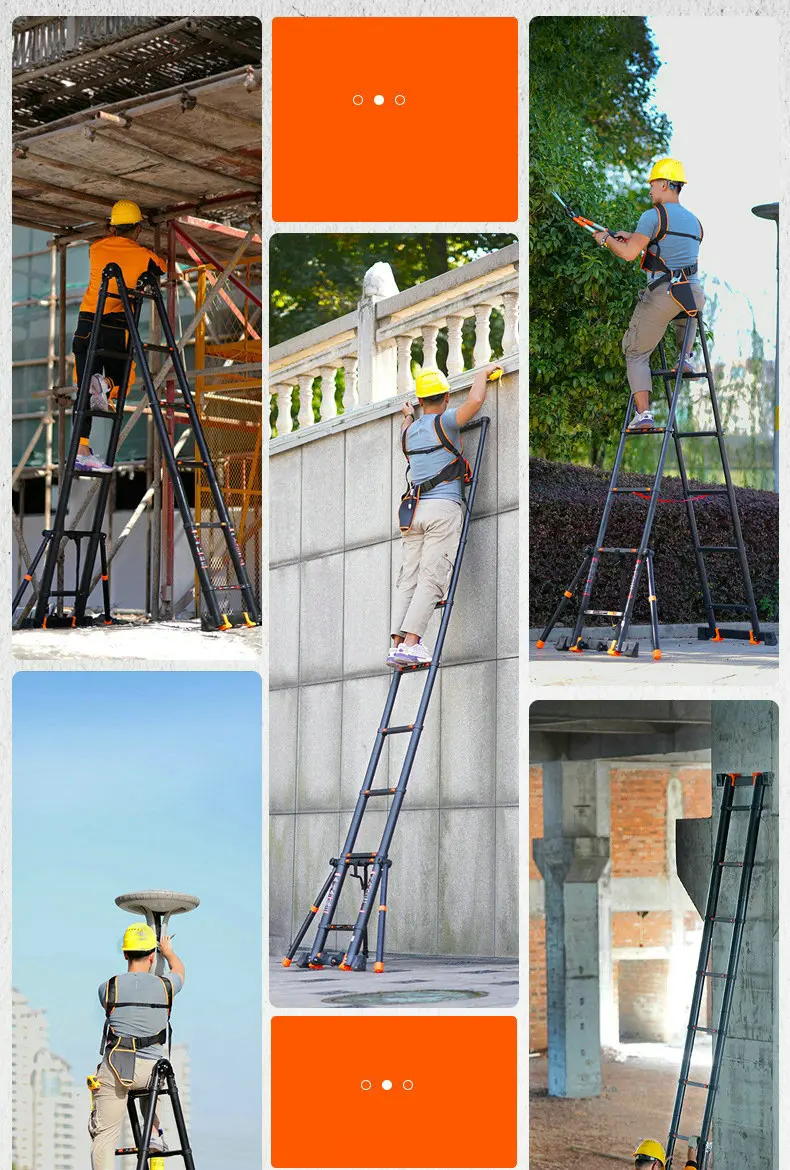 2.1+2.1m Aluminum alloy multifunctional foldable telescopic herringbone/I-type ladder/straight ladder to strengthen anti-tilting