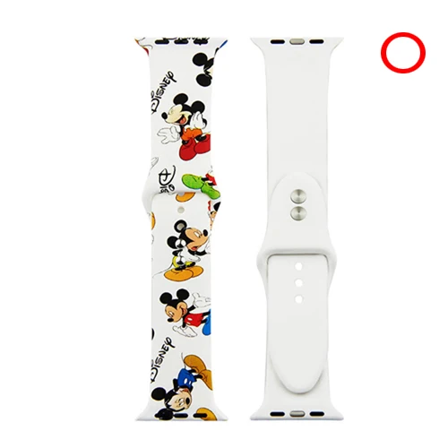 Strap for Apple watch band 42mm 38mm iwatch correa 44mm 40mm 5 4 3 2 pattern sport silicone bracelet Apple watch 5 accessories - Цвет ремешка: Mickey Mouse A