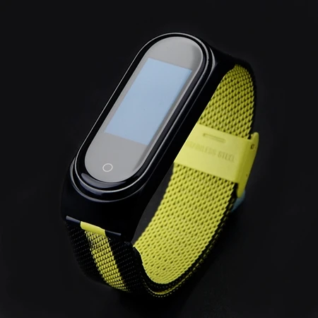 Браслет mi Band 3, 4, ремешок из розового золота, Безвинтовой браслет из нержавеющей стали, ремешок, браслет mi Band 3 Pulseira для Xiaomi mi, ремешок 3, браслет 4 - Цвет: black yellow