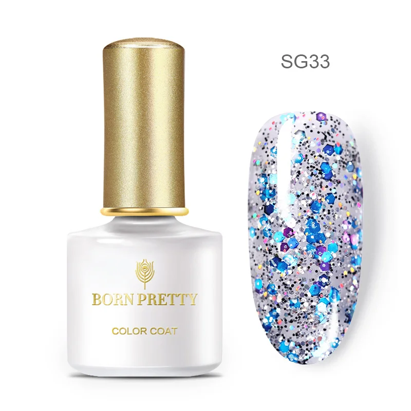 BORN PRETTY 6 мл Блестящие Блестки гель для ногтей голографический лак УФ светодиодный гель розовый золотой серебряный Перманентный отмачиваемый гель лак - Цвет: BP-SG33