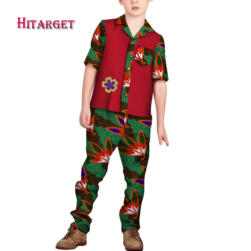 Новинка для девочек, большой размер африканская одежда, платья Vestidos Дашики в африканском стиле Базен Воск Принт Топ и штаны 2 предмета Комплект WYT459 - Цвет: 2