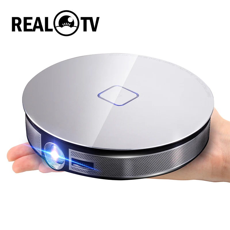 Real TV D8S DLP мини проектор Портативный 12000 мАч аккумулятор 1280x720P Android WIFI HDMI USB
