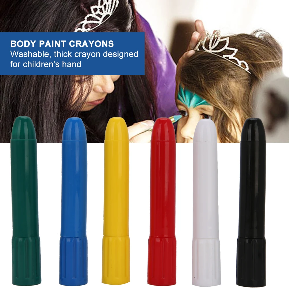

6pcs/Box DIY Face Body Painting Crayon Rotatable Children Makeup Body Paint Crayons Pen For Halloween Party Makeup Painting