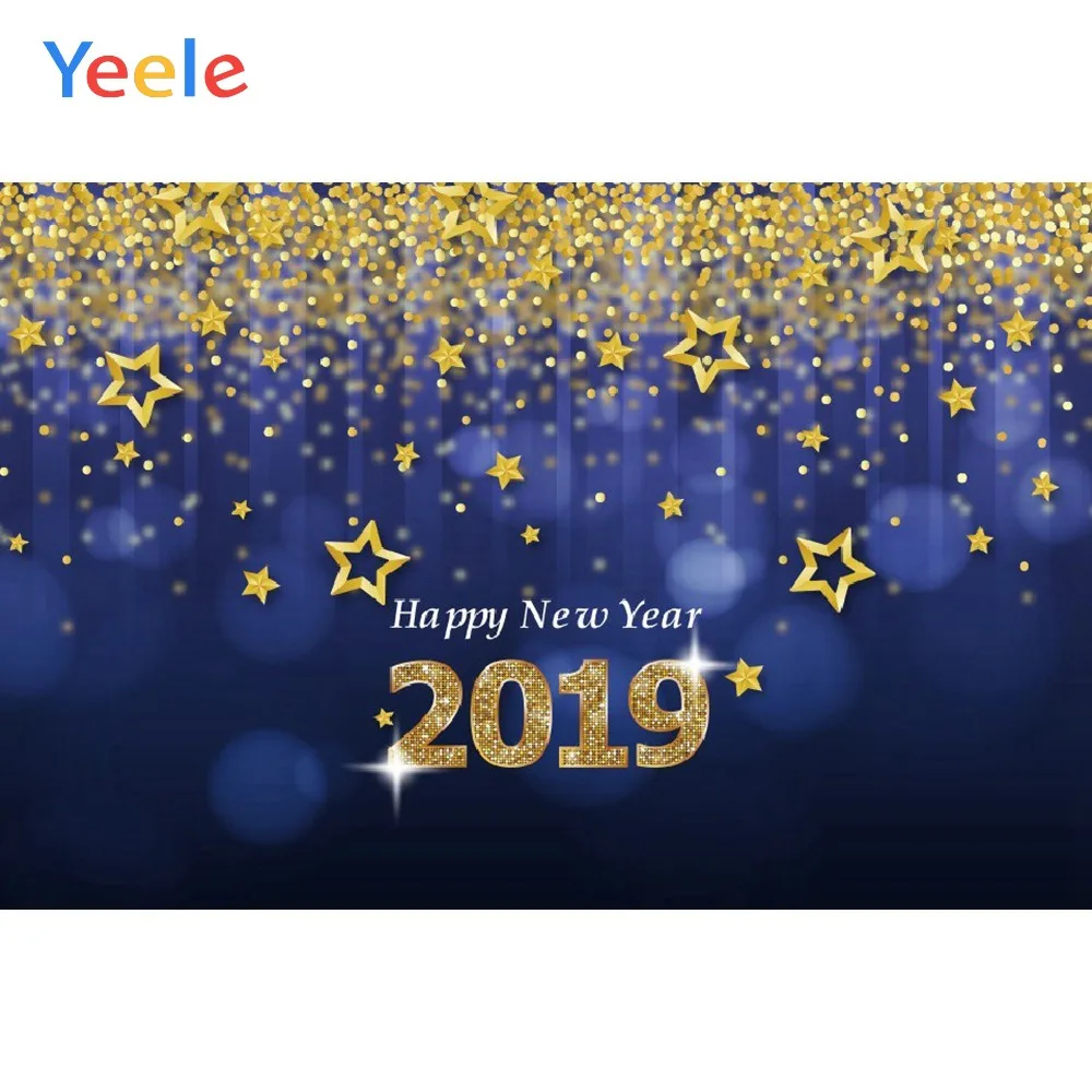 Yeele счастливый год золотые часы светильник звезда снег фотографии фоны персонализированные фотографические фоны для фотостудии - Цвет: NWH01492