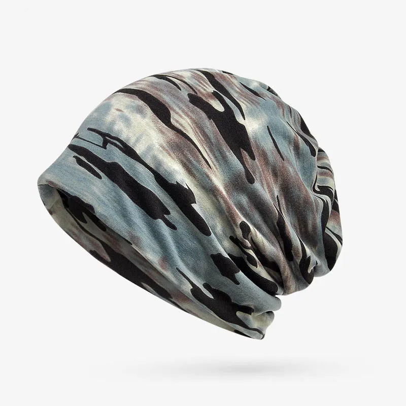 Камуфляжные шапки унисекс шейный платок Дизайн Brimless хип хоп Gorros модная зимняя в стиле бини эластичный подхвост Gorros Strehcy шляпы Fo - Цвет: Синий