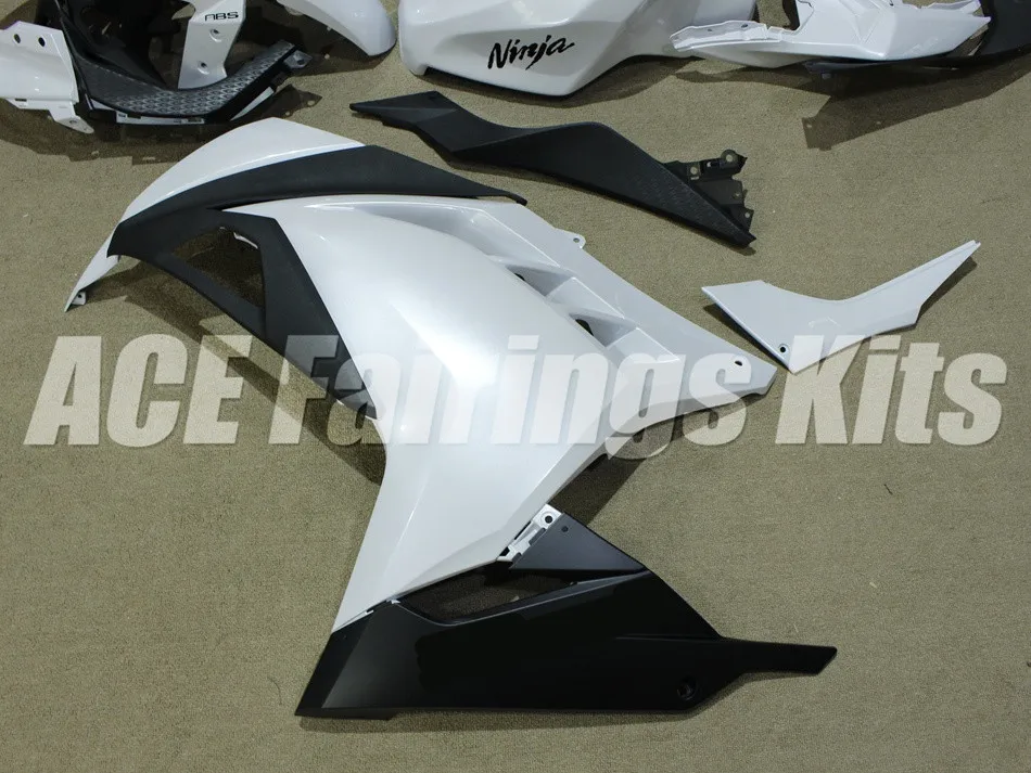 ABS полный обтекатель комплект для Kawasaki Ninja300 EX300 300R 2013 13 14 15 16 17 Обтекатели+ крышка бака Белый Топ