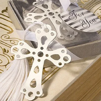

12PC Boxed Blessings Silver Bible Cross Bookmark Bridal Baby Shower Party Souvenir Holy Communion Wedding Favors Gifts For Guest