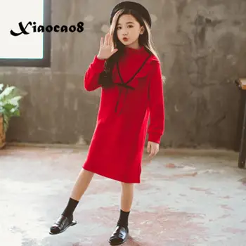 

Christmas dress girls winter thicken princess dress kids red ruffles dresses for girls turtleneck warm tops dress for girls
