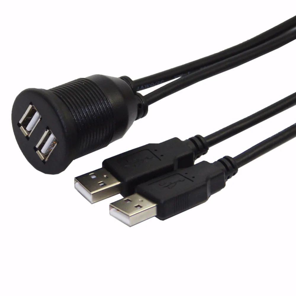 Двойной USB 2,0 папа к USB 2,0 мама удлинитель с панель скрытого монтажа для автомобиля грузовик лодка мотоцикл