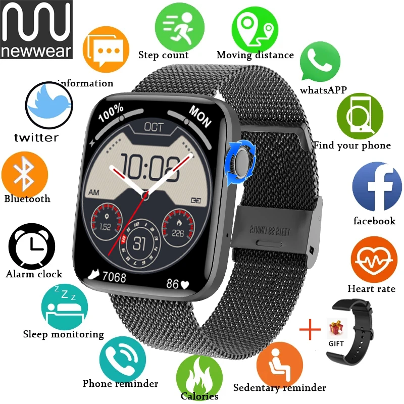 Умные часы NEWWEAR для мужчин и женщин с GPS траекторией движения Bluetooth звонками