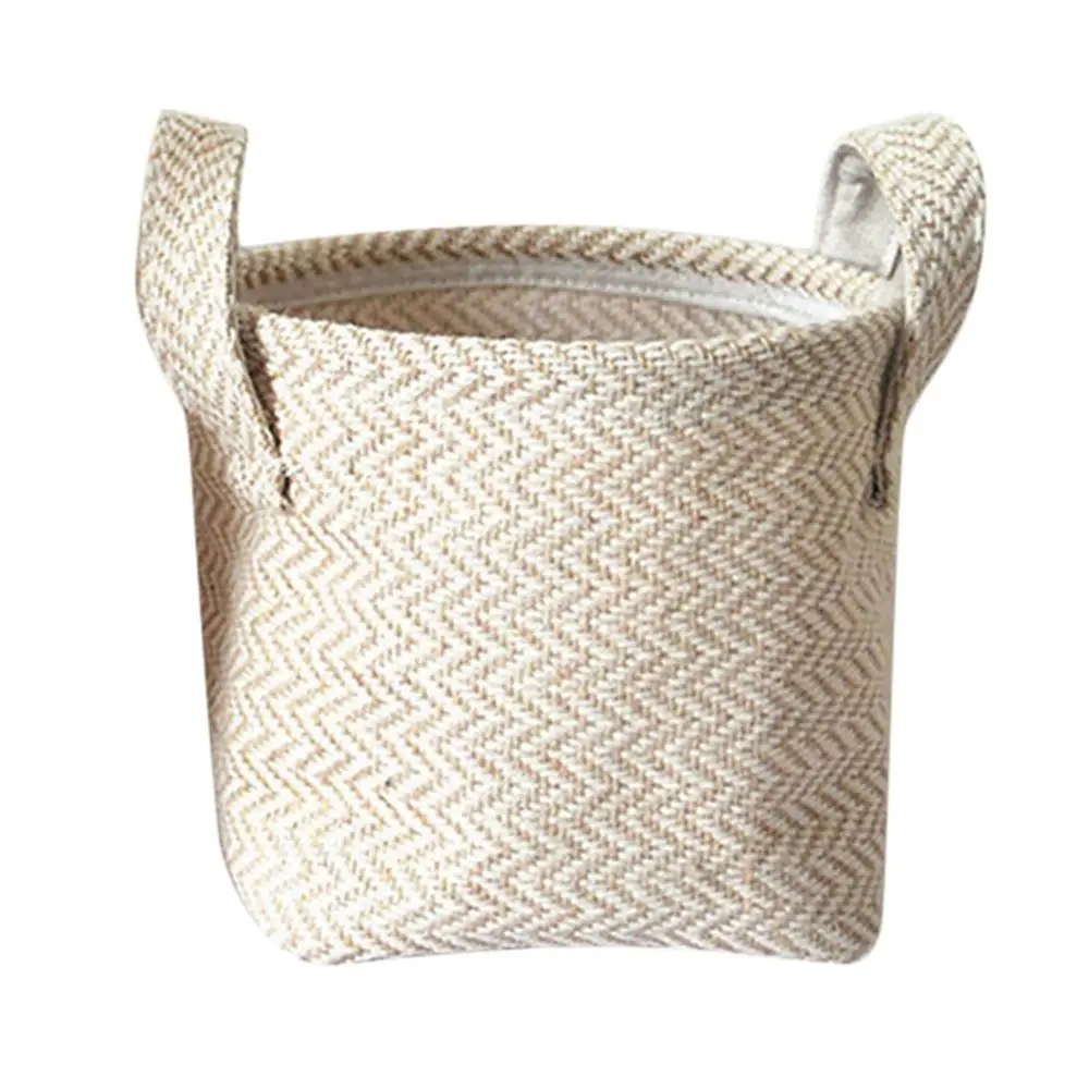 Household Handmade Woven Storage Baskets Flower Pot Jute Cloth Sundries Holder Underwear Durable Toy Container Storage Basket - Цвет: Белый