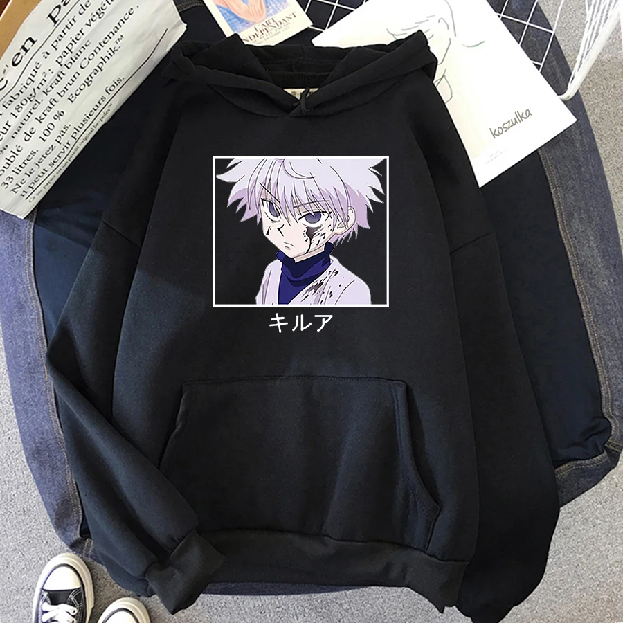 winter Hunter x killua hoodie Anime Hoodies unisex Women Ullzang student style Harajuku Sweatshirt casual Graphic Hoody | Женская одежда