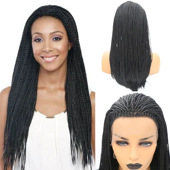 

RONGDUOYI Black 2x Twist Braids Wigs Synthetic Lace Front Wig for Women Heat Resistant Free Part Woman Braided hair