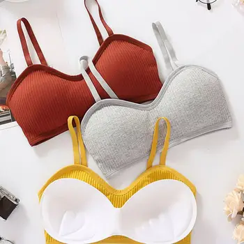 

Seamless Bras Women Wire Free Sexy Comfortable Beauty Back Underwear Solid Color Thread Gathered Bra