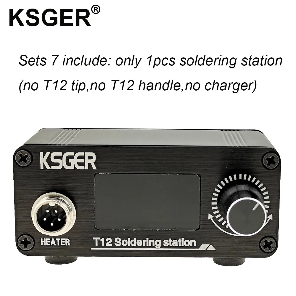 KSGER Mini T12 паяльная станция DIY STM32 V2.0 OLED T12 железные наконечники комплекты для сварки ручка из АБС-пластика подставка для цинка Быстрое нагревание - Цвет: Sets 7