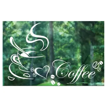 

PVC Coffee cup living room table kitchen wall stickers: white