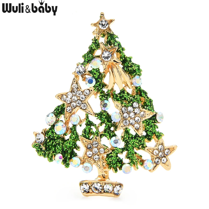 DanLingJewelry Weihnachtsbaum-Broschen Set - 9 Stück Mit Strass Für Kleidung & Accessoires