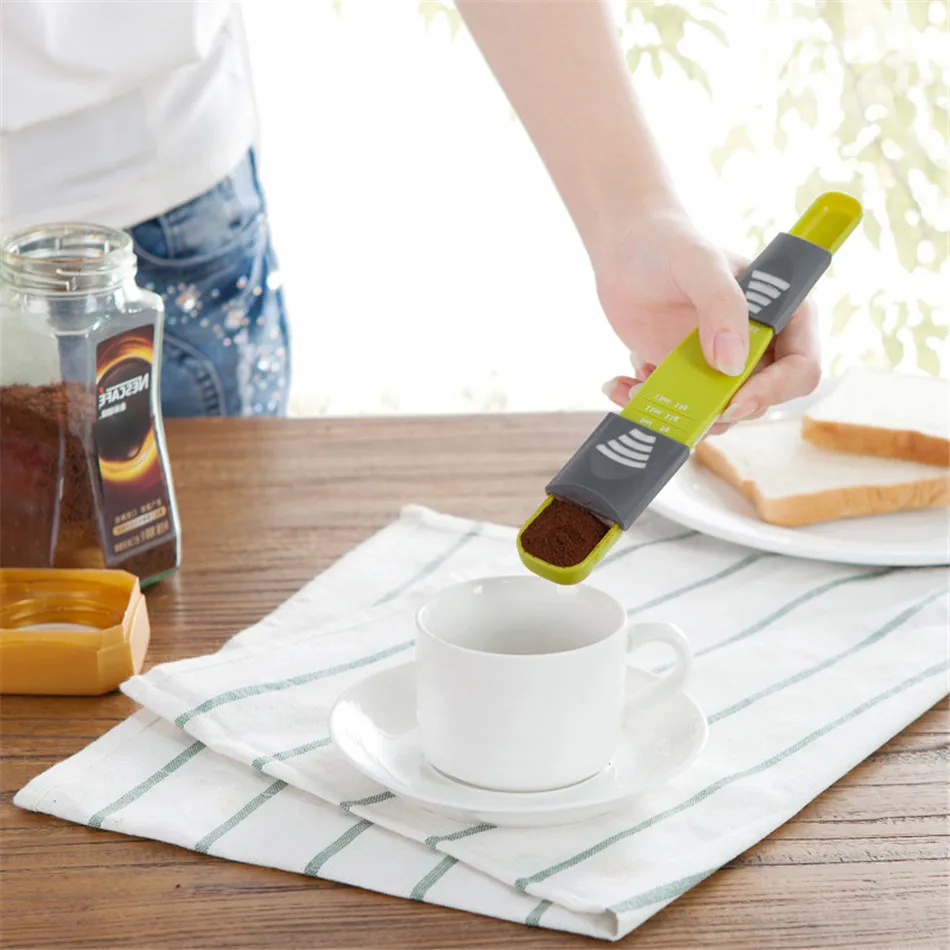 TTLIFE Measure Cup Double End Eight Stalls Adjustable Scale Measuring Spoons Metering Spoon Baking Tool Kitchen Accessories