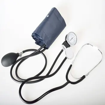 

Manual blood pressure watch with stethoscope Aluminum alloy Arm type sphygmomanometer Double headed stethoscope 1 Set