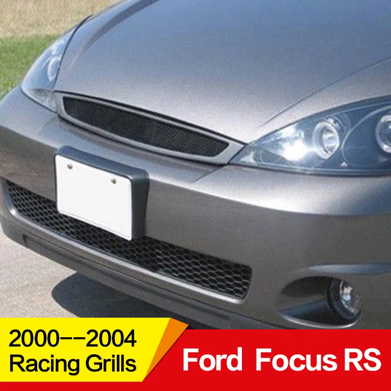 Использовать для Ford Focus RS Гонки Грили 2000 01 02 03 04 год Настоящее углеродное волокно Refitt передний центр гонки решетка крышка аксессуары