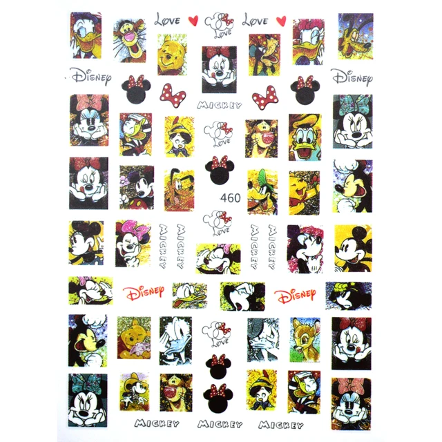 1PCS Disney Cartoon Anime Collection Star Design Nail Sticker Mickey Mouse Donald Duck Lion King Mermaid Stitch Nail Slider DD460