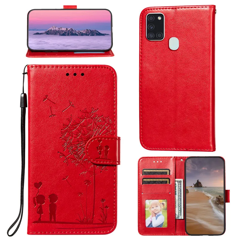 

For Samsung A21S Case Soft PU Leather lovers Dandelion Silicon Tpu Phone Flip Cover For Samsung Galaxy M21 M31 M30s funds Cover