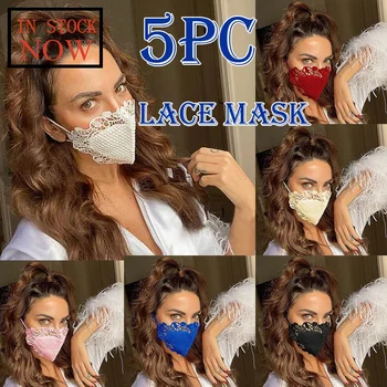 

5pcs Delicate Lace Applique Washable And Reusable Mouth Face Mask Mascarilla Reutilizable Masques Lavable Mondmasker Wasbaar