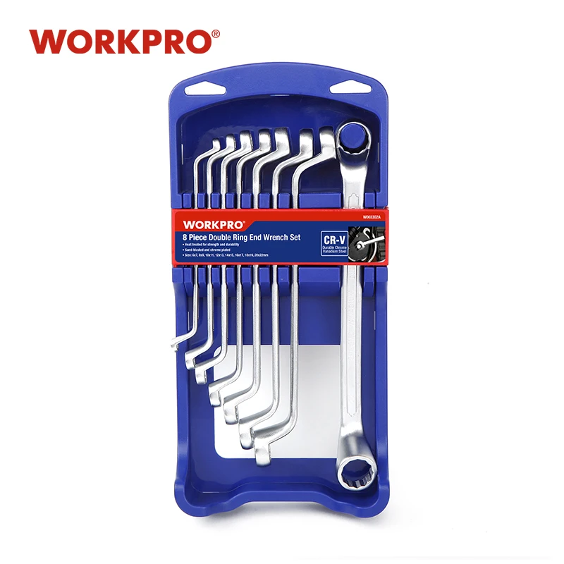 WORKPRO 8PC Wrench Set Universal Wrenches Ratchet Wrench Spanner Double End Wrench Offset Ring Spanner 6mm to 22mm