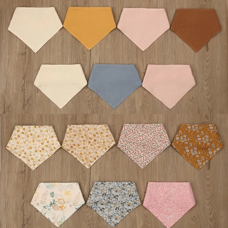 Baby Bibs Saliva-Towel Burp-Cloths Infant Cotton Scarf Floral-Print Triangle Childrens