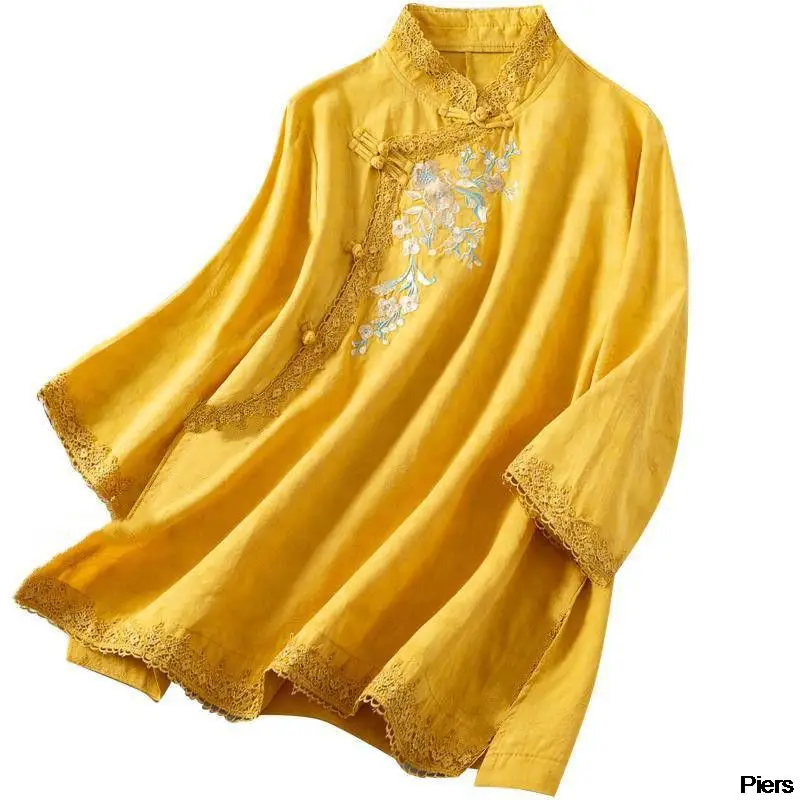 China Style Shirt Vintage Cheongsam Tops Hanfu Women Chaqueta Chinese Traditional Dress Tang Suit Harajuku Printing Blouses